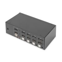 DIGITUS KVM Switch, 4 Port, Dual Display, 4K, DisplayPort®