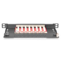 DIGITUS Cat.6A Slim Patch Panel, geschirmt, 8-Port, 0,5 HE, 10", schwarz