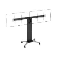 Vision VFM-F50T - Wagen - motorisiert - für 2 Flachbildschirme - verriegelbar - Stahl, Aluminium - mattschwarz - Bildschirmgröße: 139.7-218.4 cm (55"-86")