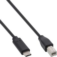 InLine USB 2.0 Kabel - USB-C Stecker an USB-B Stecker - schwarz - 1m