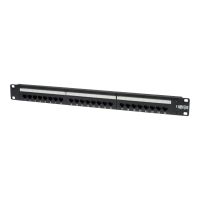 Eaton Tripp Lite Series 24-Port Cat6 Cat5 Patch Panel Feed Through Rackmount 568A/B RJ45 1URM TAA - Patch Panel - geeignet für Wandmontage - CAT 6 - Schwarz - 1U - 48.3 cm (19")