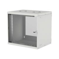 Intellinet Network Cabinet, Wall Mount (Basic), 9U, Usable Depth 340mm/Width 485mm, Grey, Flatpack, Max 50kg, Glass Door, 19", Parts for wall installation (eg screws and rawl plugs)