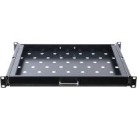 Rockstable 1 HE 19" Fachboden Ausziehbar, Regalboden, Schwarz, SPCC, Stahl, 20 kg, 1U, Oval