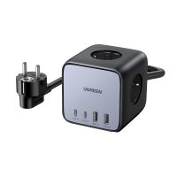Ugreen Diginest Würfel 7-in-1, 3 AC-Ausgänge, Typ C, 1,8 m, Grau, Schwarz, 3680 W