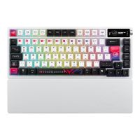 ASUS ROG Azoth X, Verkabelt & Kabellos, USB + RF Wireless + Bluetooth, Mechanischer Switch, QWERTZ, RGB-LED, Weiß