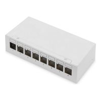 DIGITUS Patch Panel - modular - geeignet für Wandmontage, Tisch - abgeschirmt - RJ-45 X 8 - Hellgrau, RAL 7035 - 1U - 25.4 cm (10")