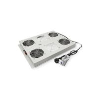 ROLINE Rack-Lüfter - 4 Ventilatoren, mit Thermostat - auf Dach montierbar - RAL 7035, Hellgrau - 48.3 cm (19")