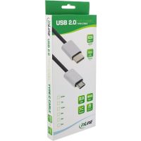 InLine USB 2.0 Kabel - USB-C ST an Micro-B ST - schwarz/Alu - flexibel - 0,5m