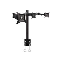 Techly Befestigungskit (Spannbefestigung für Tisch, Mantelrohr, Schwenkarm) - für 3 LCD-Anzeigen - Schwarz - Bildschirmgröße: 33-61 cm (13"-24")