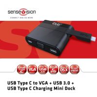Club 3D USB Typ C auf VGA + USB 3.0 + USB Typ C Charging Mini Dock
