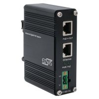 Exsys PoE++ Gigabit Injektor 90W, -40°C bis +80°C, Gigabit Ethernet, 10,1000,100 Mbit/s, 10/100/1000, IEEE 802.3bt, IEEE 802.3af, IEEE 802.3at, Schwarz, Metall