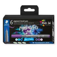 STAEDTLER Pigment Arts Brush Pen Blues & Violets, 6 Farben, Blau, Violett, Rund, Kunststoff, Polypropylen (PP), Tinte auf Wasserbasis, Erwachsene & Kinder