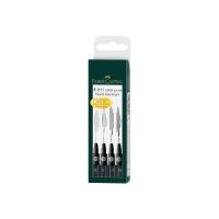 FABER-CASTELL PITT Artist Pen - Fineliner - permanent - Schwarz - India Ink (Packung mit 4)