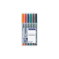STAEDTLER Lumocolor - Marker - nicht dauerhaft - Schwarz, Rot, Blau, Grün, Orange, braun - 0.6 mm - fein (Packung mit 6)