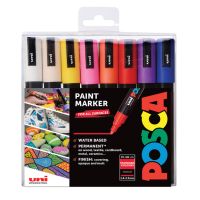 FABER-CASTELL POSCA PC-5M, Gemischte Farben, Mehrfarbig, 16 Farben, Medium, Tinte auf Wasserbasis, Rundspitze