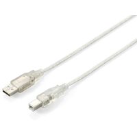 Equip 128651, 3 m, USB A, USB B, USB 2.0, Männlich/Männlich, Silber, Transparent