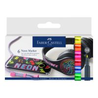 FABER-CASTELL Neon - Filzstift - Yellow me happy, A little bit juicy, Little Red Corvette, Anything Flamingoes, Electric Storm, Karma Chameleon - wasserbasierte Tinte - 1.5 mm (Packung mit 6)