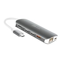 j5create JCD383-N USB-C™ 9-in-1 Multi Adapter, USB 3.2 Gen 1 (3.1 Gen 1) Type-C, 10,100,1000 Mbit/s, Silber, Weiß, MicroSD (TransFlash), SD, HDMI, USB 3.2 Gen 1 (3.1 Gen 1) Type-A, USB 3.2 Gen 1 (3.1 Gen 1) Type-C, Aluminium