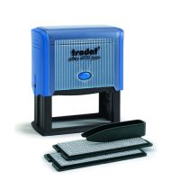 TRODAT 35033, Selbstfärbestempel, Textstempel, Gummi, 29 x 69 mm, Schwarz, Blau, Schwarz