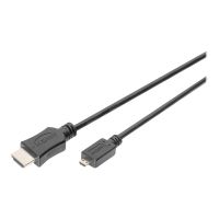 DIGITUS Highspeed - HDMI-Kabel mit Ethernet - HDMI männlich zu 19 pin micro HDMI Type D männlich - 2 m - Dreifachisolierung - Schwarz - unterstützt 4K 30 Hz (4096 x 2160)