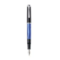 Pelikan M205, Schwarz, Blau, Marmorfarbe, Silber, Integriertes Befüllsystem, Harz, Kursiv nib, Edelstahl, Medium