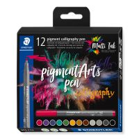 STAEDTLER Pigment Arts Calligraphy Pen, 12 Farben, Mehrfarbig, 2 mm, Rund, Kunststoff, Polypropylen (PP), Tinte auf Wasserbasis