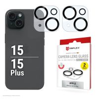 E.V.I. 02113, Apple, iPhone 15/15 Plus, Staubresistent, Schlagfest, Kratzresistent, Schwarz, Transparent, 2 Stück(e)