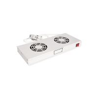 ROLINE Rack-Lüfter - 2 Lüfter mit Thermostat - auf Dach montierbar - RAL 7035, Hellgrau - 48.3 cm (19")