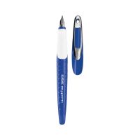 Herlitz Schulfüllhalter my.pen M-Feder blau/weiss, Blau, Weiß, Kartuschenfüllsystem, Blau, Gummi, Edelstahl, Sichtverpackung