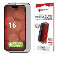 E.V.I. iPhone 16 Privacy Panzerglas, Apple, Apple iPhone 16, Kratzresistent, Schlagfest, Bruchfest, Schwarz, 1 Stück(e)