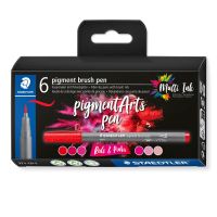 STAEDTLER Pigment Arts Brush Pen Reds & Pinks, 6 Farben, Pink, Rot, Rund, Kunststoff, Polypropylen (PP), Tinte auf Wasserbasis, Erwachsene & Kinder