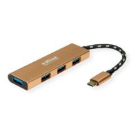 ROLINE 14.02.5049-5, USB 3.2 Gen 1 (3.1 Gen 1) Type-C, USB 3.2 Gen 1 (3.1 Gen 1) Type-C, 5000 Mbit/s, Gold, Acrylnitril-Butadien-Styrol (ABS), Aluminium, Rundkabel