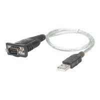 Manhattan USB-A to Serial Converter cable, 45cm, Male to Male, Serial/RS232/COM/DB9, Prolific PL-2303RA Chip, Black/Silver cable, Three Year Warranty, Blister - Kabel USB / seriell - USB (M)