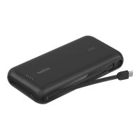 Belkin BoostCharge - Powerbank - mit integriertem Kabel - 20000 mAh - 30 Watt - PD - 3 Ausgabeanschlussstellen (2 x USB-C, USB)