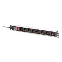 DIGITUS DN-95436, 1U, Horizontal/Vertikal, ABS Synthetik, Aluminium, Schwarz, Silber, Schwarz, 8 AC-Ausgänge