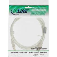 InLine USB 2.0 Kabel - A an B - transparent - mit Ferritkern - 1m