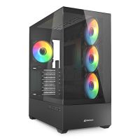 Sharkoon AK6 RGB, PC, Schwarz, ATX, micro ATX, Mini-ATX, Gehärtetes Glas, Multi, Rücken, Seite