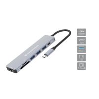 Conceptronic DONN19G 7-in-1 USB 3.2 Gen 1 Dockingstation, HDMI, USB-A 3.0 x 3, SD, TF/MicroSD, 100W USB PD, Kabelgebunden, USB 3.2 Gen 1 (3.1 Gen 1) Type-C, 100 W, Grau, MicroSD (TransFlash), SD, 5 Gbit/s