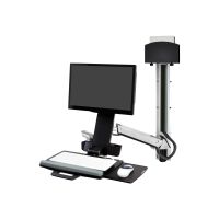 Ergotron Sit-Stand Combo System Mit CPU-Halter klein - Befestigungskit (CPU-Halter, 2 Schienenabdeckungen, 2 Kabelkanäle, Handgelenkkissen, einstellbarer Monitorarm, VESA-Halterung, Wandschiene 34", Montagesystem mit CPU-Halterung und Armen, Tastaturablag