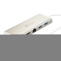 j5create JCD381-N USB Type-C™ Dual HDMI Mini Dock-Ethernet/ USB 3.1 HUB / PD2.0, USB 3.2 Gen 1 (3.1 Gen 1) Type-C, 60 W, 10,100,1000 Mbit/s, Beige, Weiß, 4K Ultra HD, 30 Hz