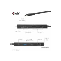 Club 3D USB Type-C® 9in1 Hub=>2xHDMI4K60Hz/SD-TF,2xUSBA/USB C PD/RJ45