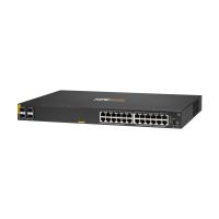 HPE Aruba 6100 24G Class4 PoE 4SFP+ - Switch - managed - 24 x 10/100/1000 + 4 x 1 Gigabit / 10 Gigabit SFP+ - Luftstrom von Seite zu Seite - an Rack montierbar - PoE+ (370 W)