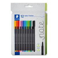 STAEDTLER 334 C12, Schwarz, Blau, Grün, Grau, Hellblau, Hellgrün, Orange, Pink, Rot, Violett, Gelb, Sehr fein, Recycelbarer Kunststoff, Dreieck, Tinte auf Wasserbasis, Metall