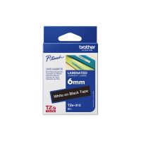 Brother TZe-315 - Standard-Klebstoff - Weiß auf Schwarz - Rolle (0,6 cm x 8 m)