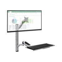 Techly ICA-PLW 02 - Befestigungskit (erweiterbares Tastaturregal, Bildschirmständer) - für LCD-Display/Tastatur - Arbeitsplatz - Aluminium, Stahl - Silber - Bildschirmgröße: 38.1-68.6 cm (15"-27")