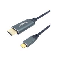 Equip Adapterkabel - 24 pin USB-C männlich zu HDMI männlich - 3 m - Schwarz - unterstützt 4K 60 Hz (3840 x 2160)