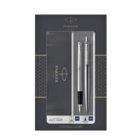 Parker 2093258, Kugelschreiber + Füllfederhalter, Blau, Medium, 1 mm, Schwarz, Silber, Edelstahl