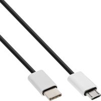 InLine USB 2.0 Kabel - USB-C ST an Micro-B ST - schwarz/Alu - flexibel - 0,5m