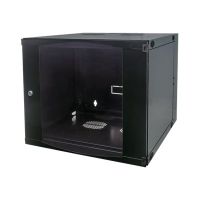 Intellinet Network Cabinet, Wall Mount (Double Section Hinged Swing Out), 9U, Usable Depth 385mm/Width 465mm, Black, Flatpack, Max 30kg, Swings out for access to back of cabinet when installed on wall, 19", Parts for wall install (eg screws/rawl plugs)