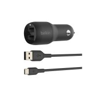 Belkin BoostCharge Dual Charger - Auto-Netzteil - 24 Watt - 4.8 A - 2 Ausgabeanschlussstellen (USB)